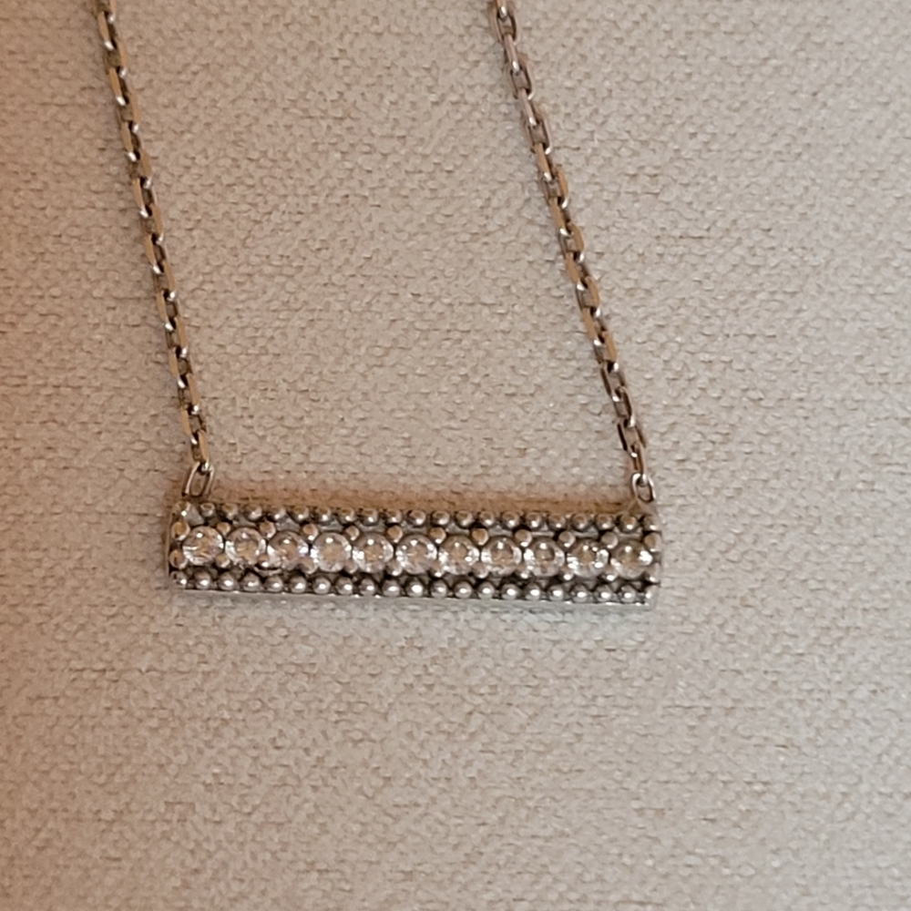 Sterling Silver Adjustable CZ Bar Necklace